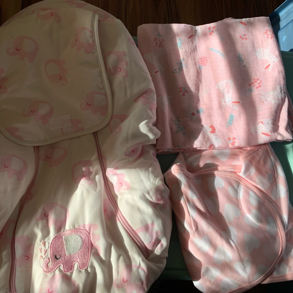 Baby girl clothes, swaddles, and car seat cover. - Picture 6 of 6